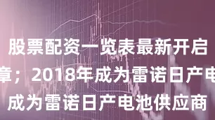 股票配资一览表最新开启全球化篇章；2018年成为雷诺日产电池供应商